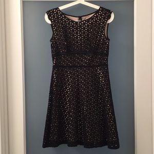 Ann Taylor Loft black eyelet dress